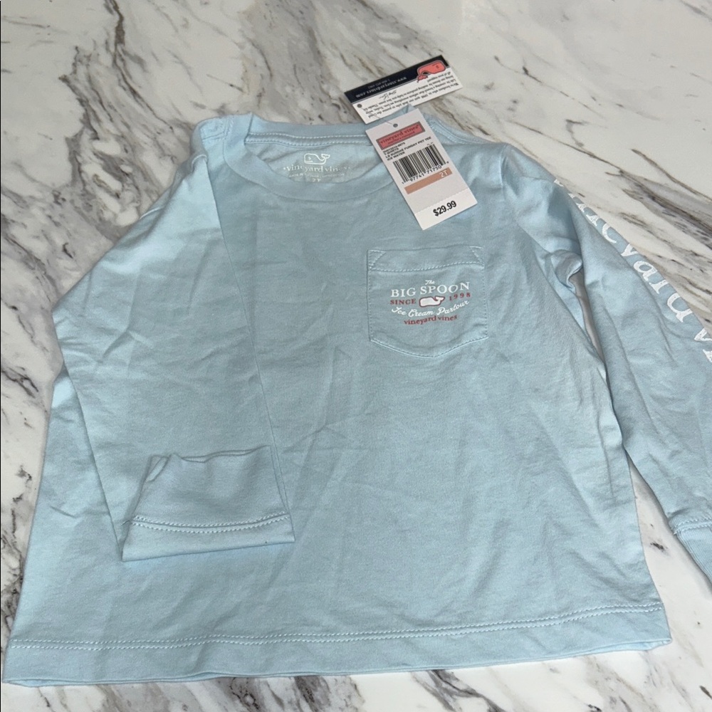 Vineyard Vines Light Blue Long Sleeve Ice Cream Shirt 2T NWT